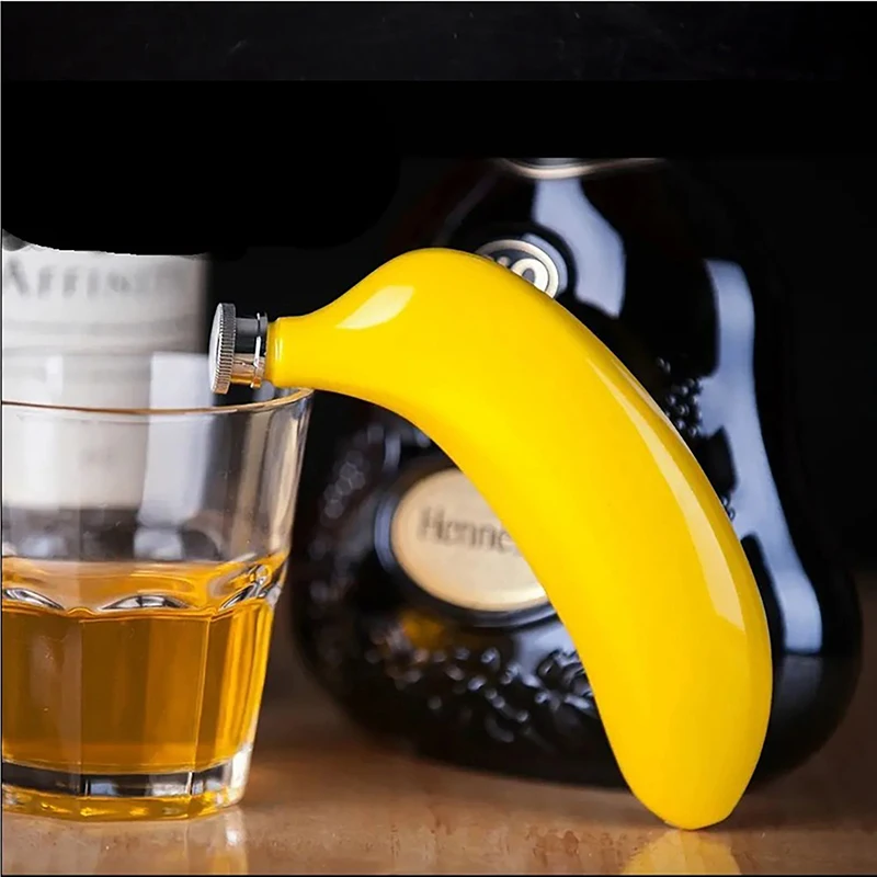 

Декантер для вина в виде банана, 5 унций, металл, нержавеющая сталь 304, креативная форма, чайник для вина, портативная винная бутылка