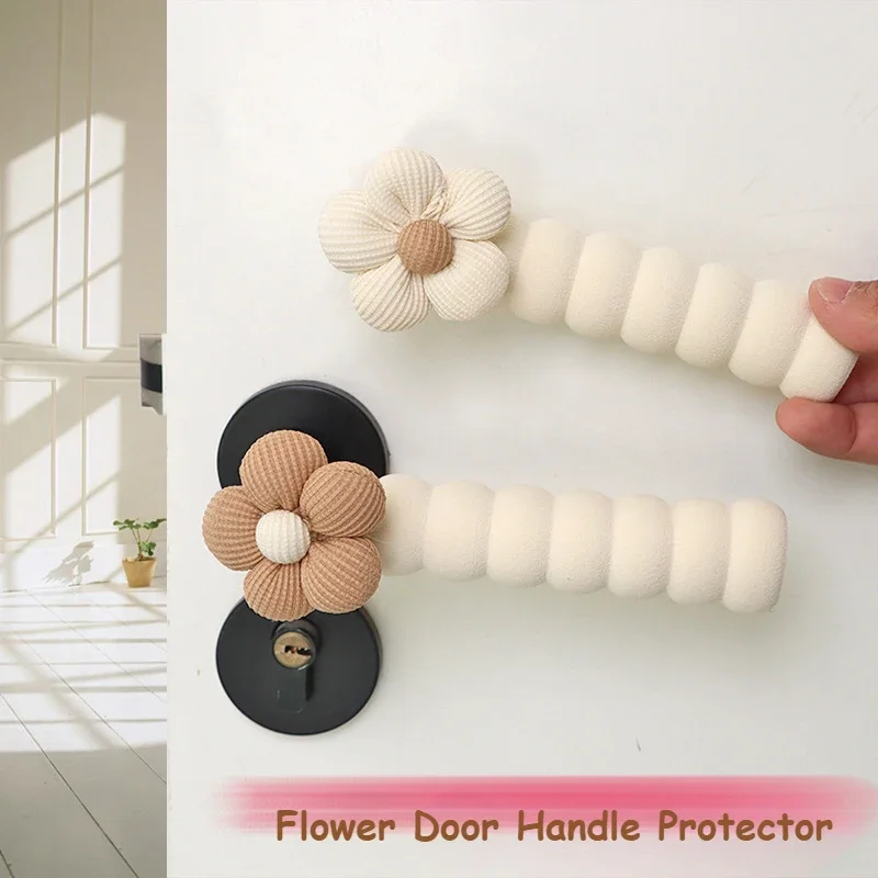 2pcs Thickened Flower Door Knob Cover, Cute Anti-Collision Wall Protector, Universal Anti-Static Door Handle Sleeve for Home Use