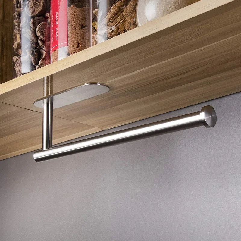 Toilet Paper Stand Bathroom Accessories Hanger Wall-mounted Paper Towel Holder No Punching Stainless Steel Anti-rust Items