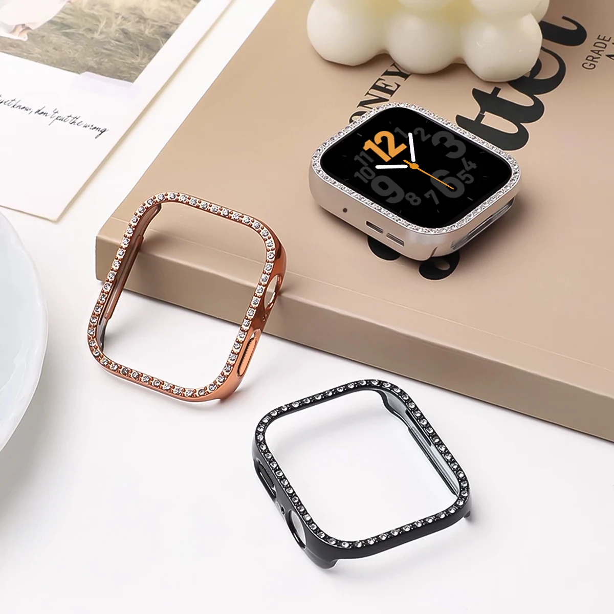 Shiny Diamond Bling Protective Cover for Women - Hard PC Bumper Frame for Smartwatches
