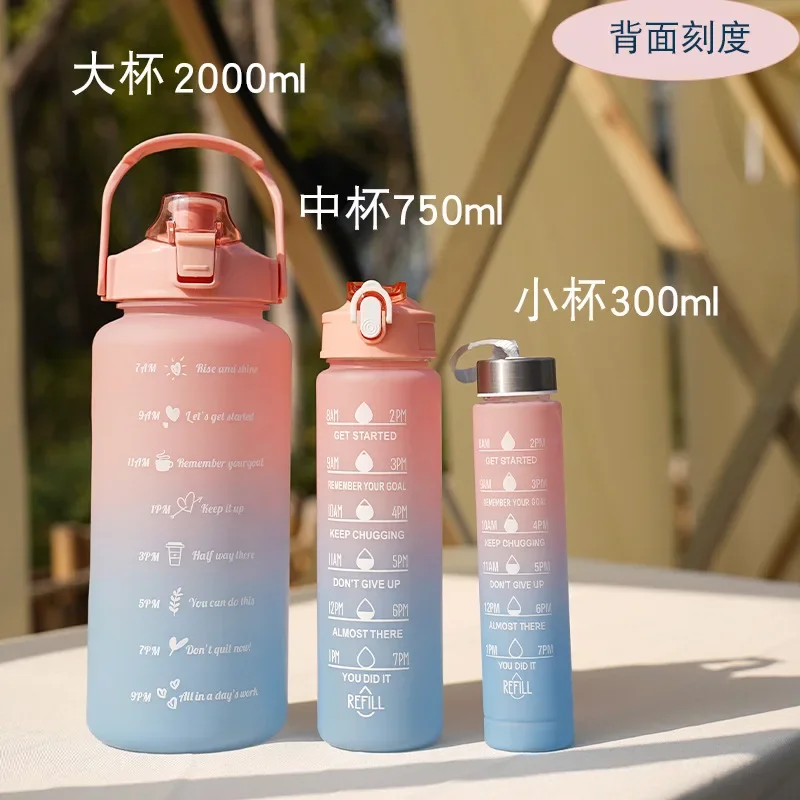 

Kit 3 Water Bottle 2L 750ml 300ml With Motivational Stickers Cell Door Academy Random Color