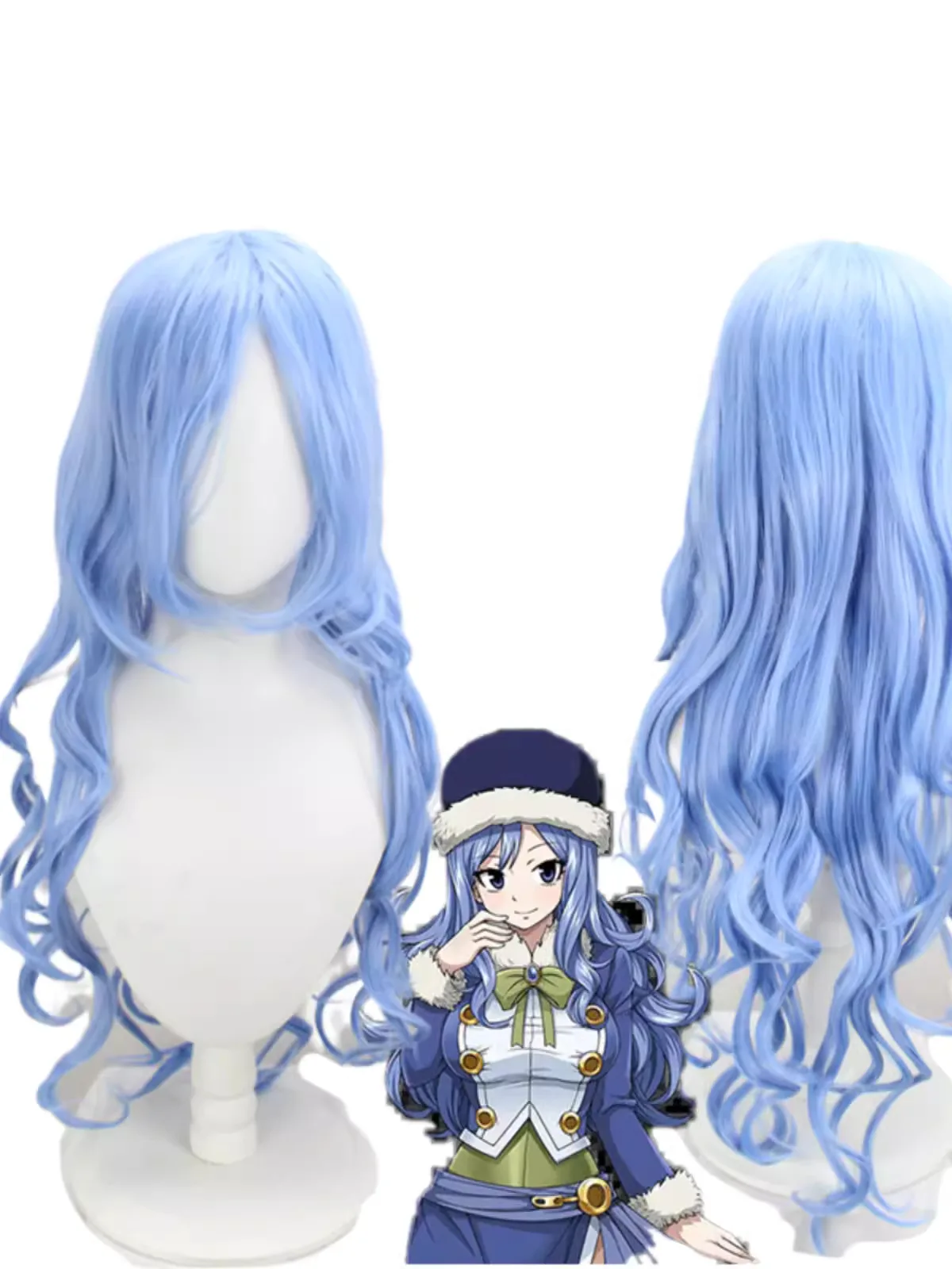 thumbnail image 1 of Disfraz de Juvia Lockser de Anime 100 Years Quest, peluca, vestido, uniforme, sombrero, chal, pegatinas, traje de fiesta de carnaval de Halloween para mujer, 1 of 5