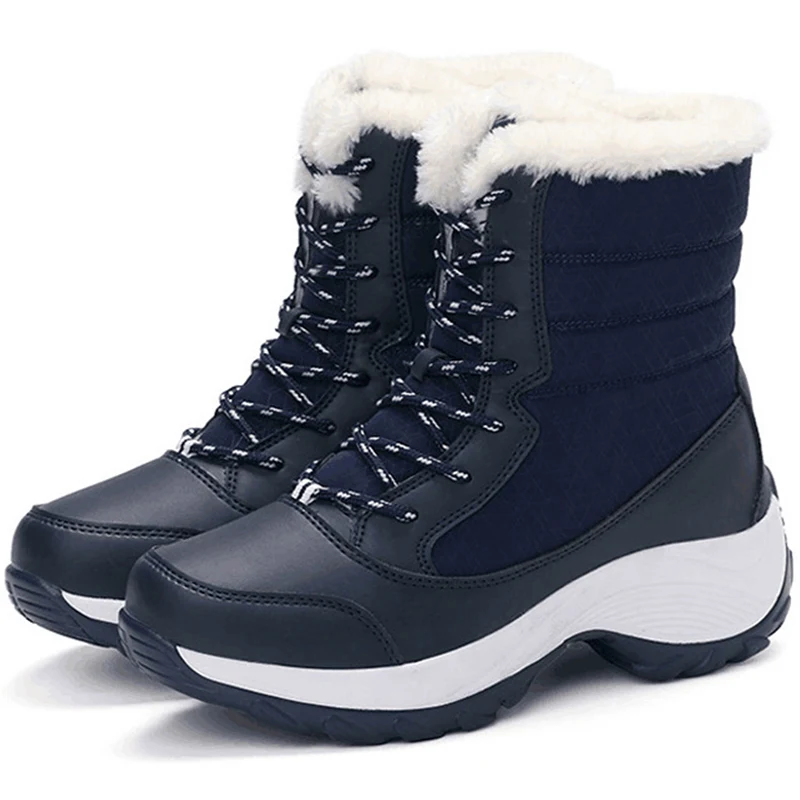 Women's Boots Women Heels Boots For Winter Shoes Woman Keep Warm Fur Botas Mujer 2025 Snow Boots Platform Shoes White Black Boot