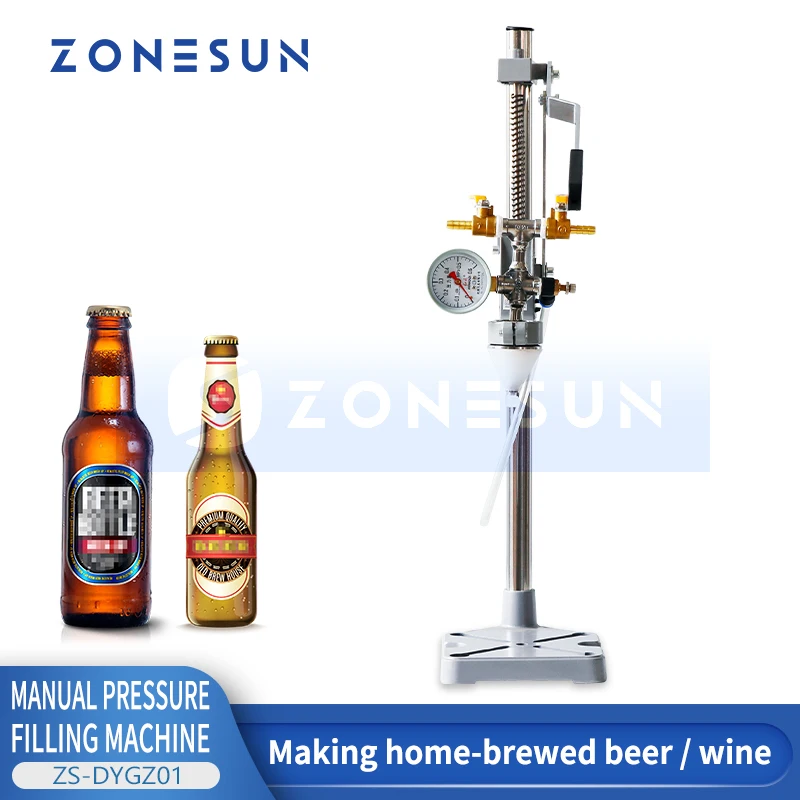 

ZONESUN Equipressure Beer Filler Carbonated Drinks Filling Machine Manual Cola Soda Fizzy Alcoholic Beverage Defoaming ZS-DYGZ01