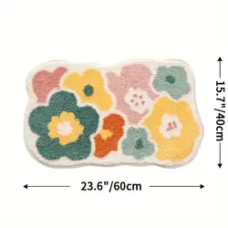 Extra Soft Non-Slip Flower Bathroom Rug - Machine Washable & Absorbent, 40x60cm (Flower)