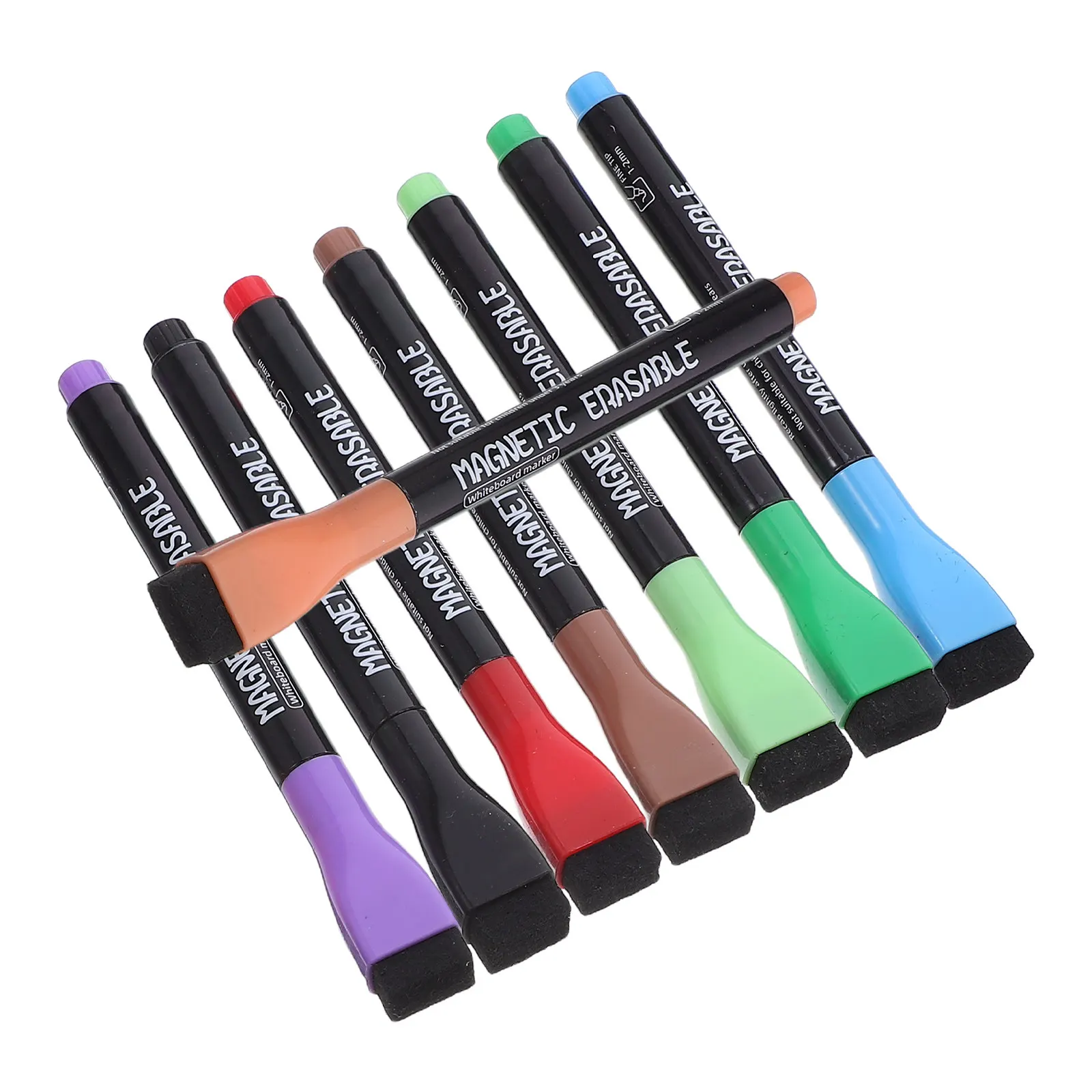 8Pcs 자기 건식 지우기 마커 분리형 지우개가 있는 화이트보드 펜 빠른 건조 잉크 유리용 인체공학적 컴포트 그립