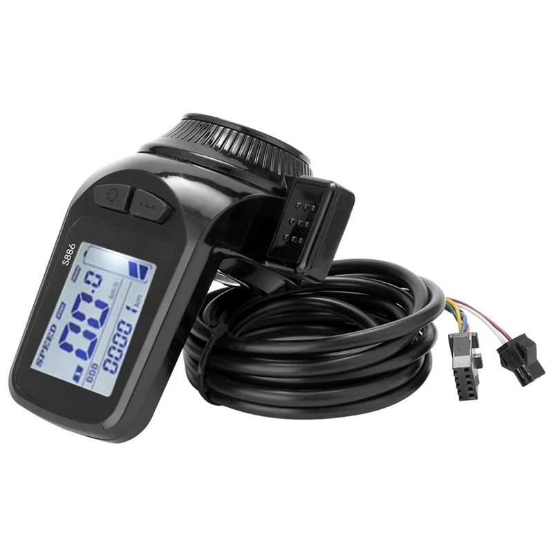Ebike Display Panel 24V/36V/48V S886 Ebike LCD Display Panel Thumb Throttle for Electric Bicycles E-Scooter