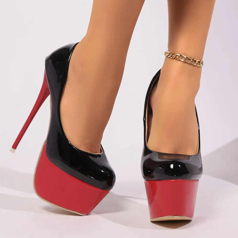 plus Size 16CM High Single for Women, Ultra Thin Heel, Sexy Waterproof Platform, Solid Color, Sky High Fashion Shoes 2