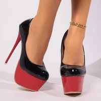 plus Size 16CM High Single for Women, Ultra Thin Heel, Sexy Waterproof Platform, Solid Color, Sky High Fashion Shoes 2