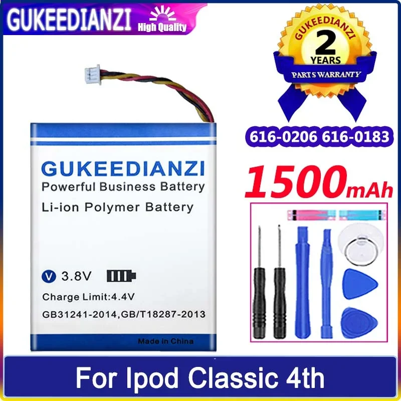 GUKEEDIANZI Battery 616-0206 616-0183 1500mAh For Apple Ipod Classic 4th gen/Photo U2 A1059 20 40GB Batteria