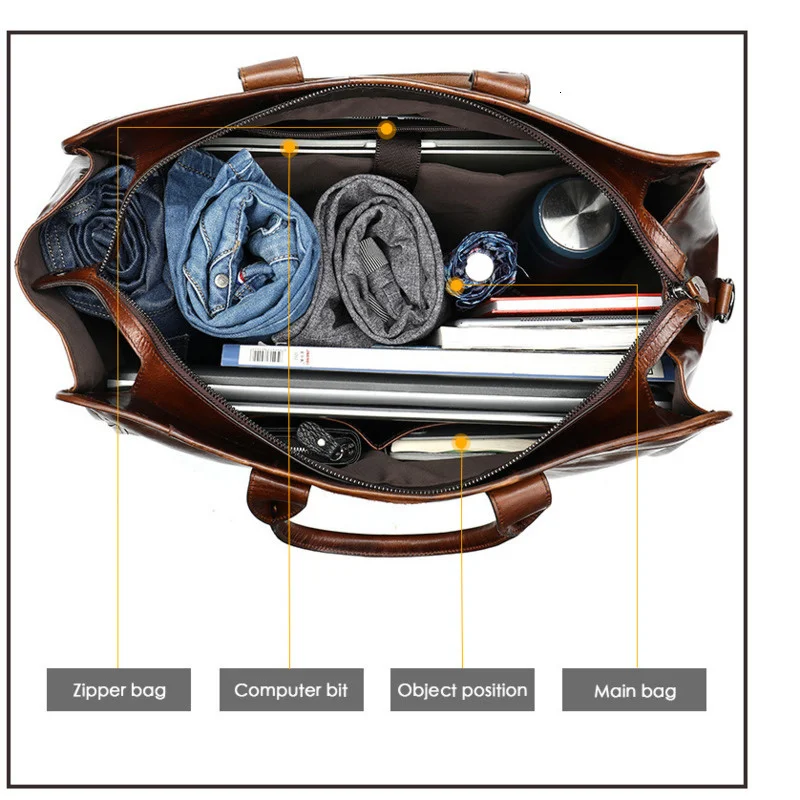 OYIXINGER High Quality Cowhide Men's Travel Designer Bags Luxury Large Capacity Handbag Men Genuine Leather Business Handbags