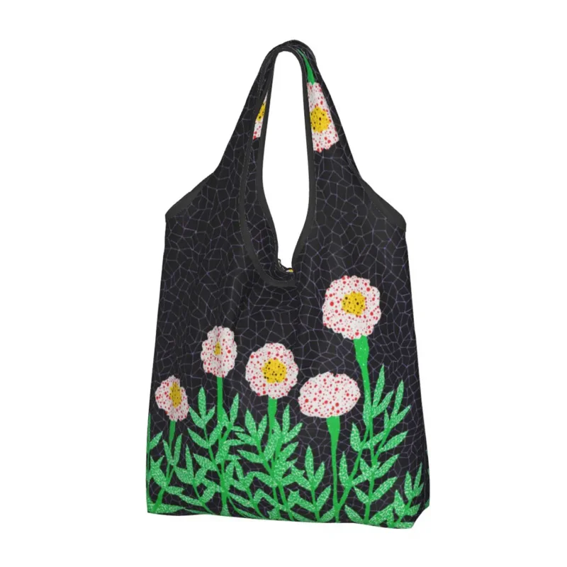 

Flower Yayoi Kusama Abstract Art Groceries Tote Shopping Bags Women Kawaii Shoulder Shopper Bag Large Capacity Handbag