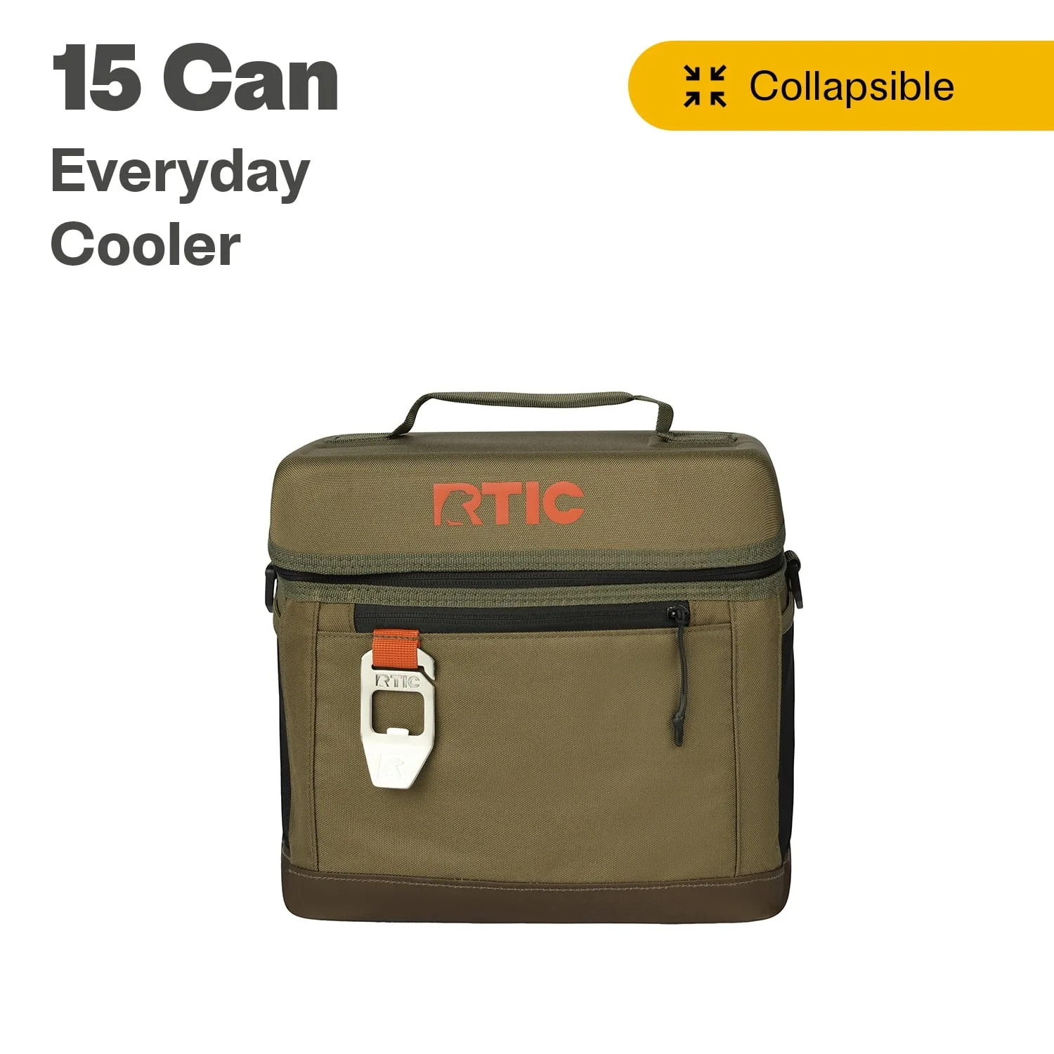 15 Can Everyday Cooler, Insulated Soft Cooler with Collapsible Design, Olive