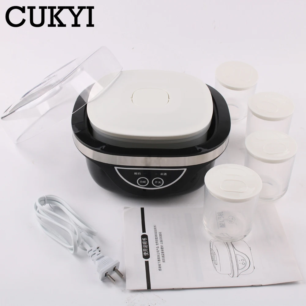 CUKYI Electric Automatic Yogurt Maker 1L liner 4 Glass cup household rice wine making Machine touch panel Yogurt DIY Container