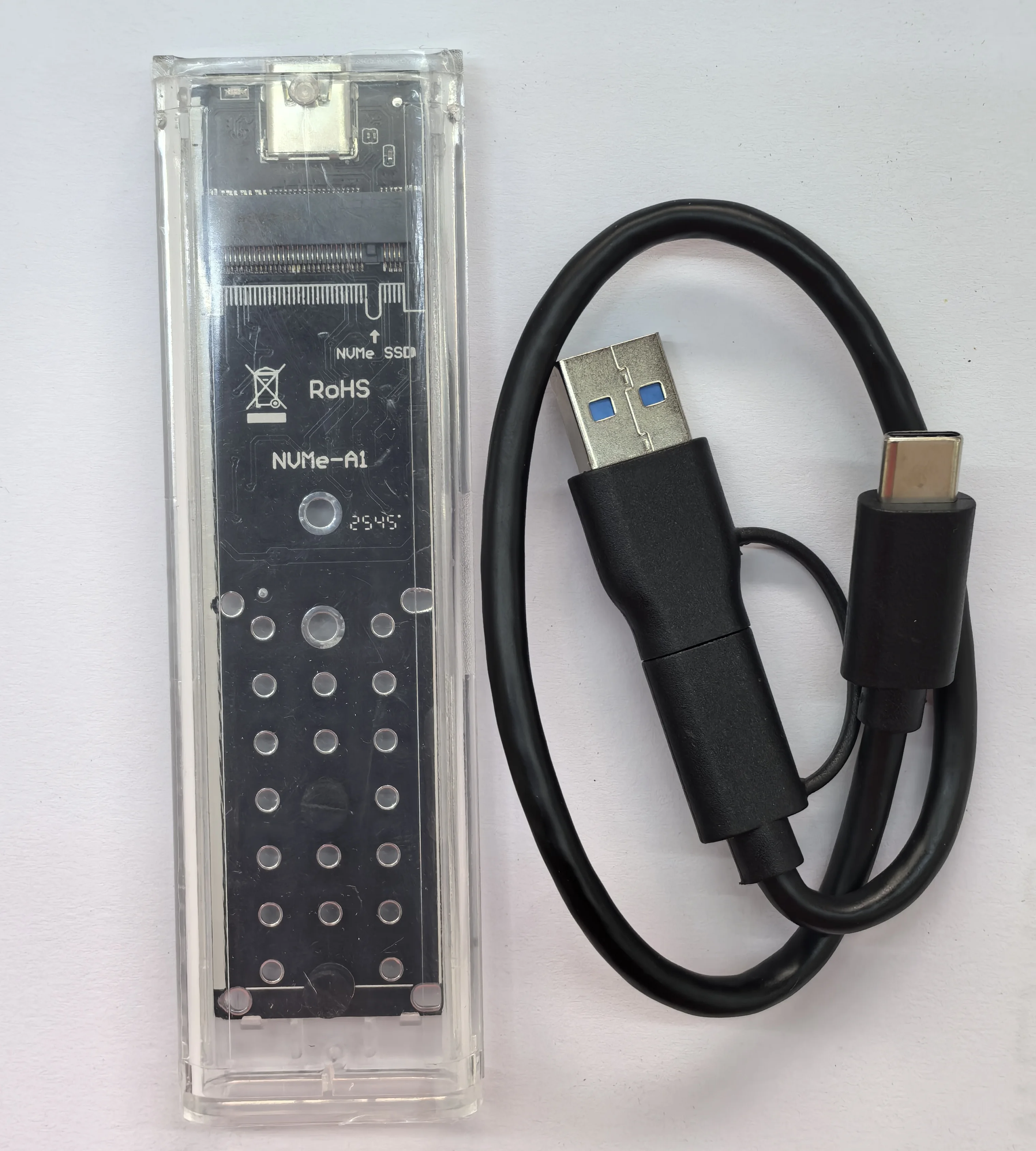 .2 NVME PCIe NGFF SATA 듀얼 프로토콜 SSD 케이스 투명 USB 타입 C 10Gbps PCI-E M2 SSD 투명 외장형 인클로저 하드 디스크 박스