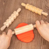 Children Kitchen Play Set Plasticine Accessory DIY Slime Play Dough Wooden Tools Roller Stamp Rolling Pin Spoon Pretend Utensils 2