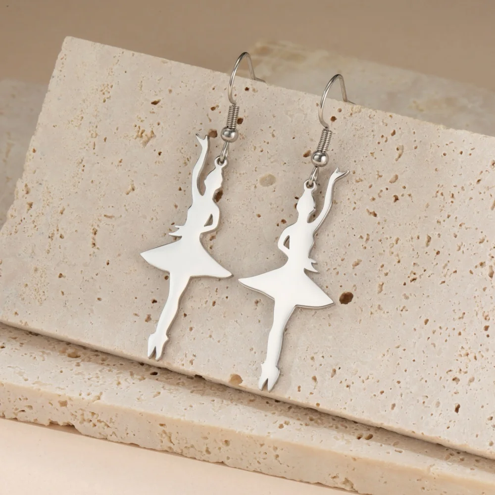 Edelstahl Ballett Tropfen Ohrringe Elegante Ballerina Tänzerin Anhänger Ohrringe für Frauen Ästhetische Mädchen Schmuck Geburtstag Geschenke – Detail 39