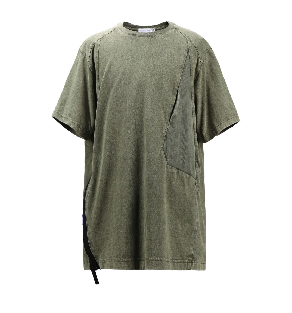 Reindee Lusion 22ss 3d batik wash short sleeve t-shirt diamond shaped structure pure cotton  adjustment zipper techwear gorpcore