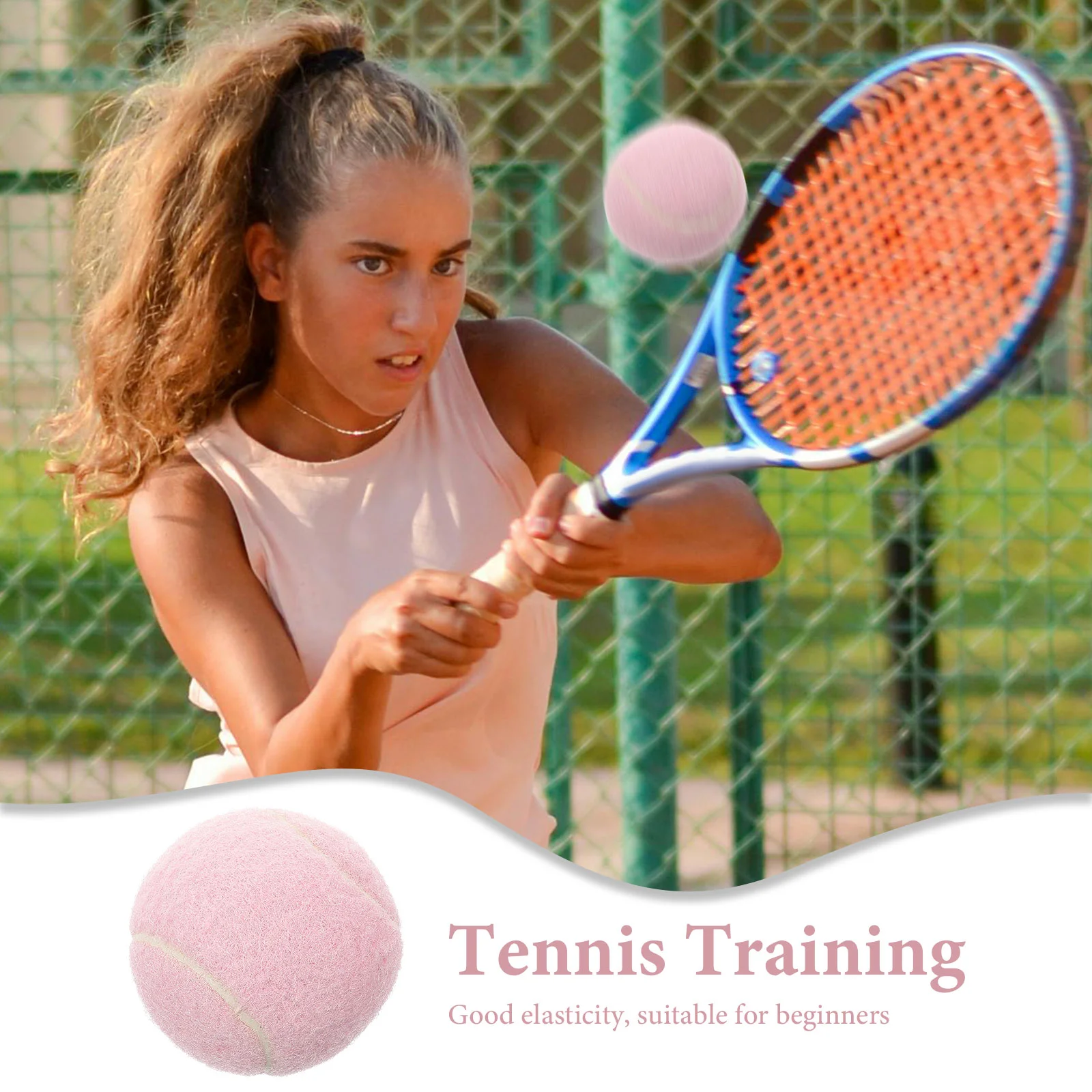 2pcs Pink Tennis Balls Toy Lightweight Training Girls Practice Rubber Racquet Sports Balls Beginner Tennis Set Playful Girl
