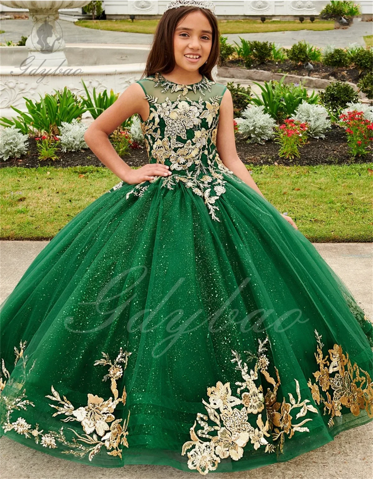 Girls Birthday Green Princess Dress Flower Girl Wedding Dress main image 1