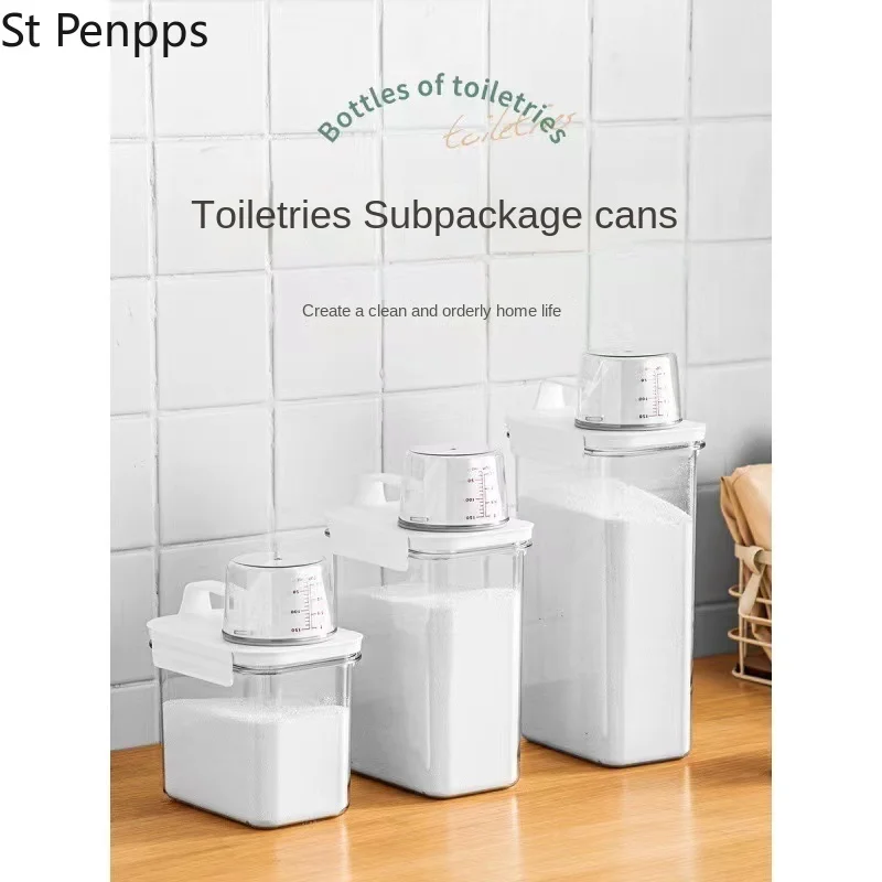 Household Washing Powder Liquid Storage Box with Measuring Cup