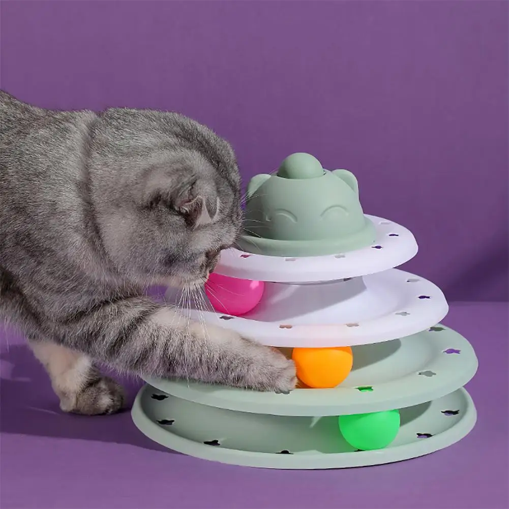 Fun Colorful 4layer Cat Trackball Turntable Toy Bottom Antiskid Pad