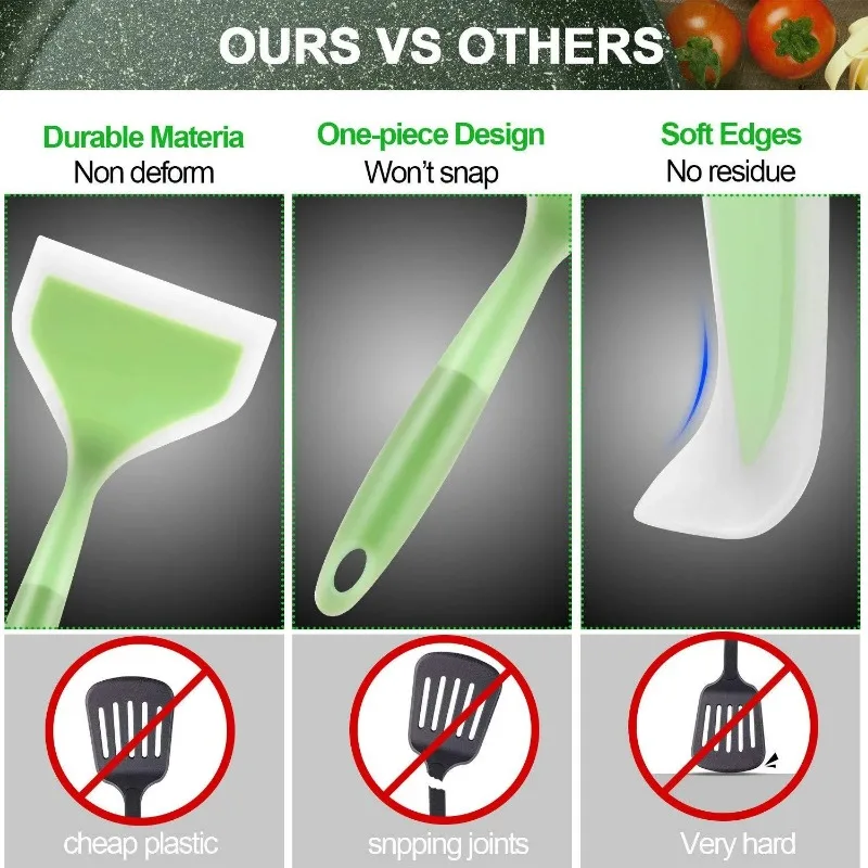 Silicone Wrapped Spatula Durable Heat-Resistant Non-Stick Pancakes Shovel Wide Flat Turner