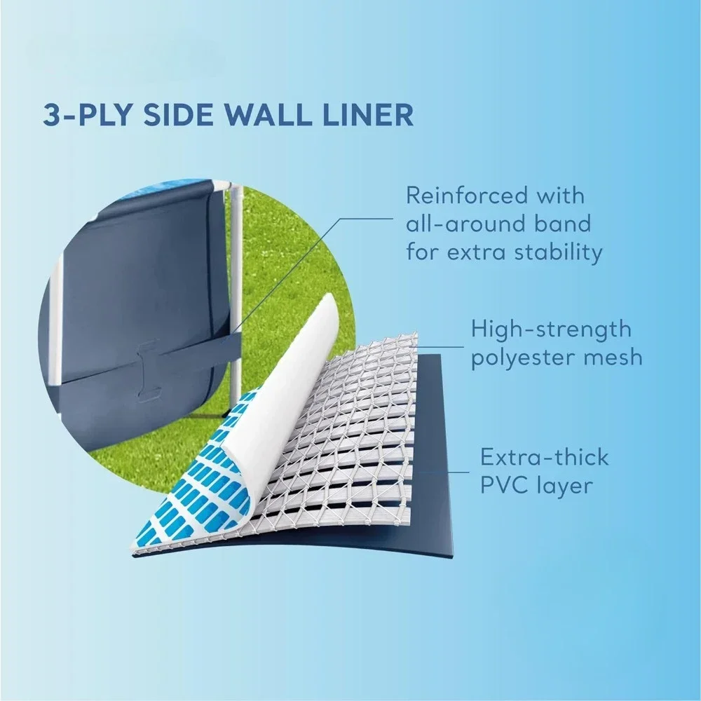 Metal Frame 12 Foot x 30 Inch Round Above Ground Outdoor Backyard Swimming Pool with 530 GPH Filter Cartridge Pump, Navy