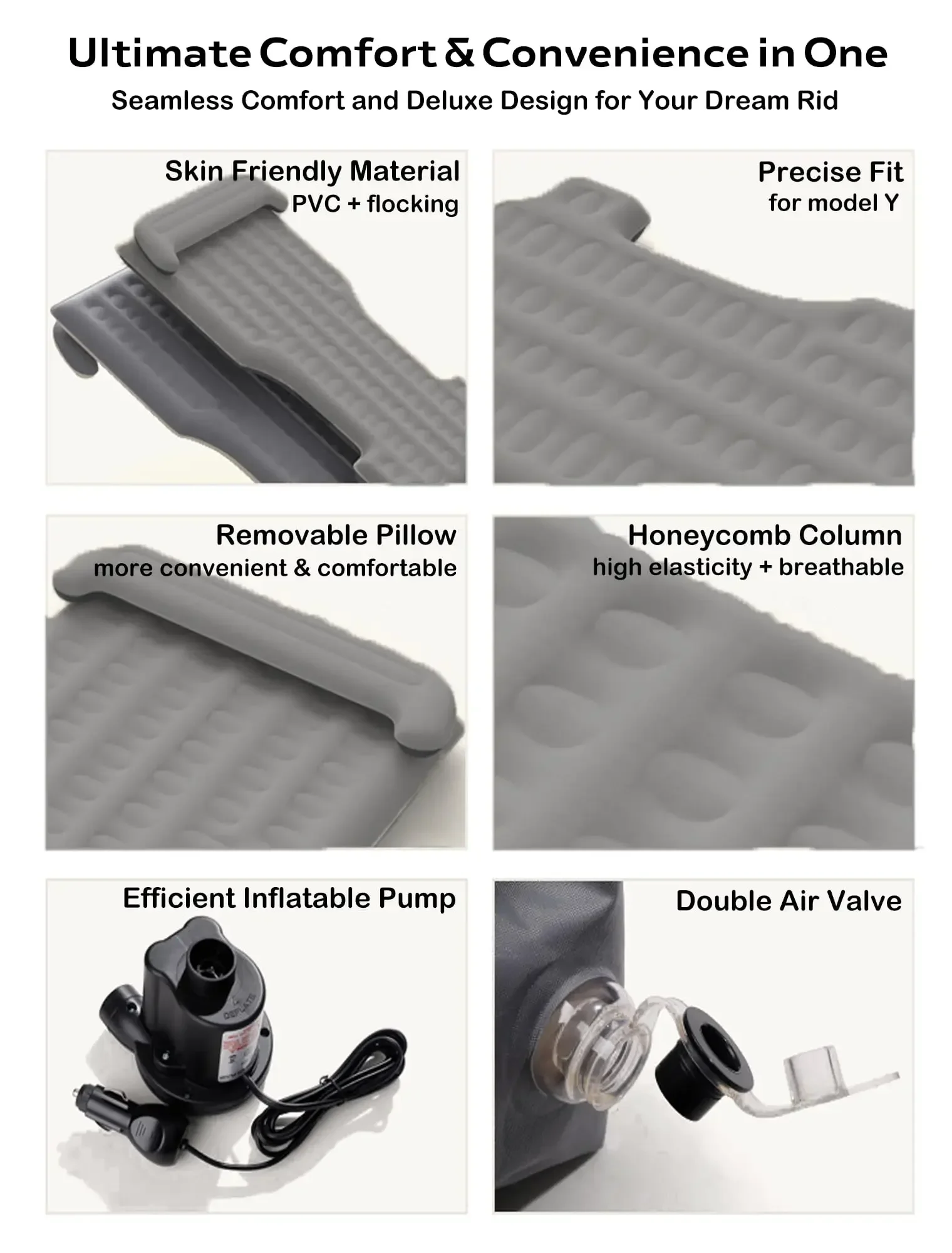 Inflatable Mattress Car Travel Self-Inflating Air Mattress Folding Camping Sleeping Air Bed With Pillow & Pump