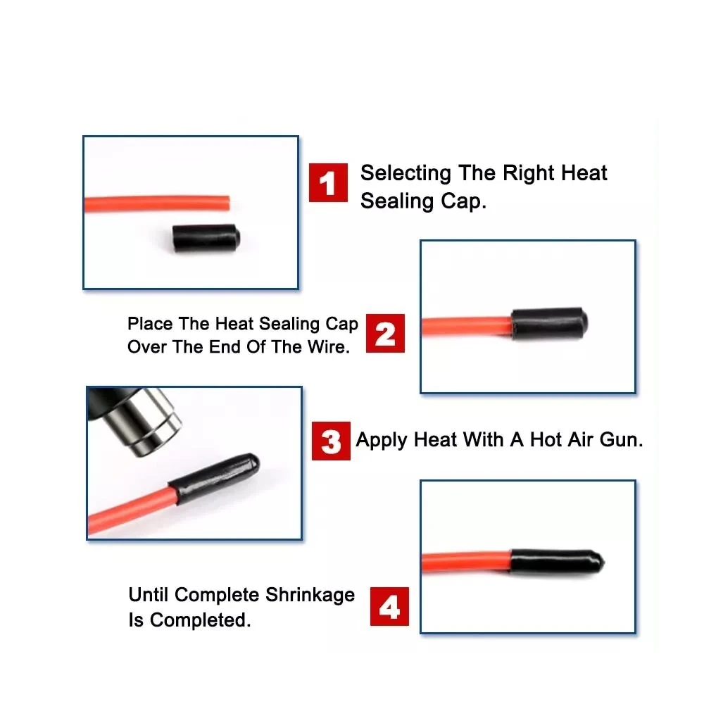 Adhesive Glue Lined Heat Shrink End Cap &Oslash; 8mm-130mm 2:1 Heatshrink Insulation Seal 5Pcs