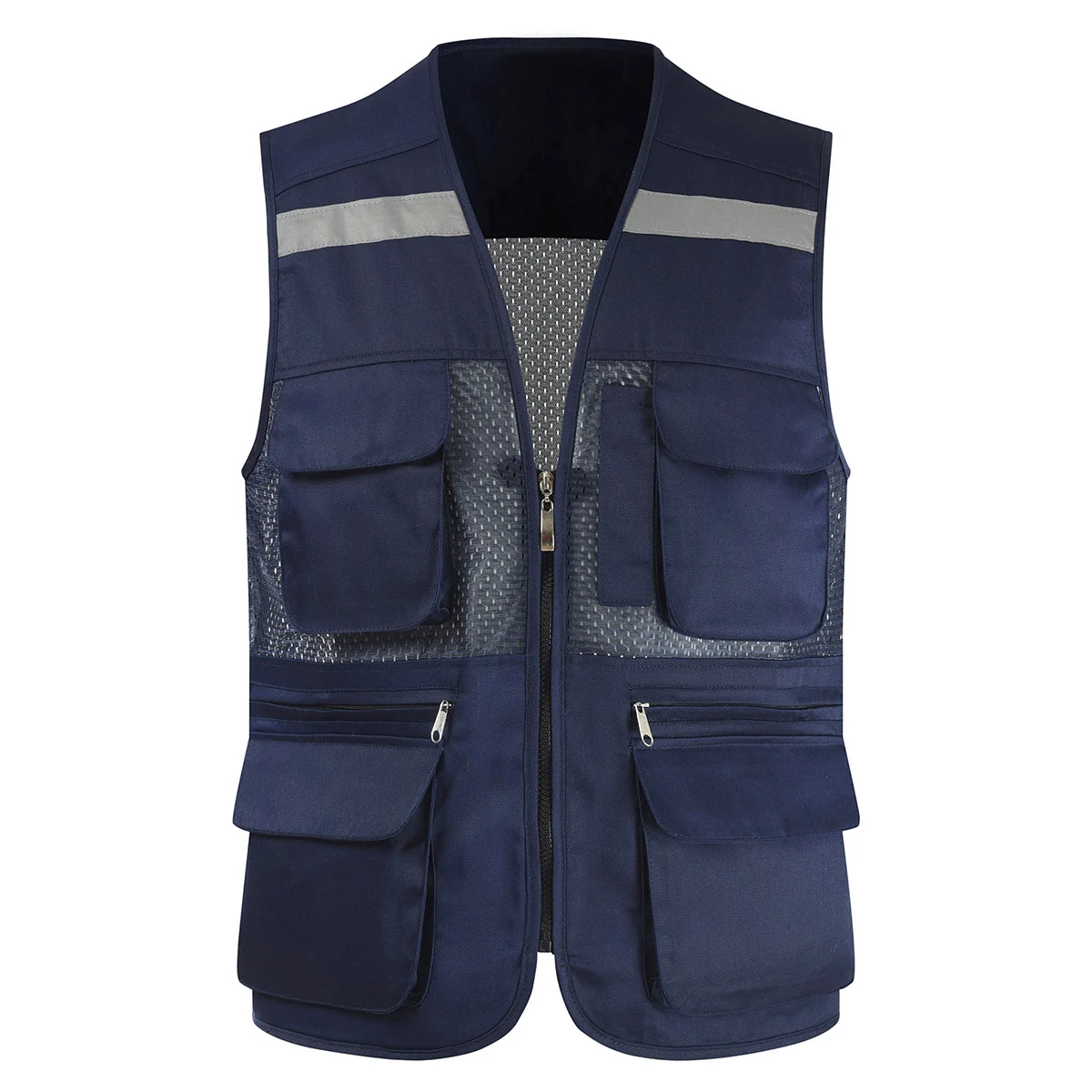 Men's Summer Mesh Fishing Vest Photography Work Multi-Pockets Outdoors Journalist's Vest Sleeveless Jackets