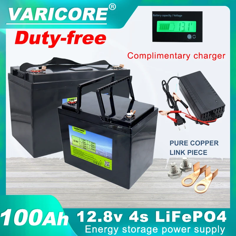 

VariCore 12V 100Ah LiFePO4 Battery 12.8V 4S Power Batteries 4000 Cycles For RV Campers Golf Cart Off-Road Off-grid Solar Wind