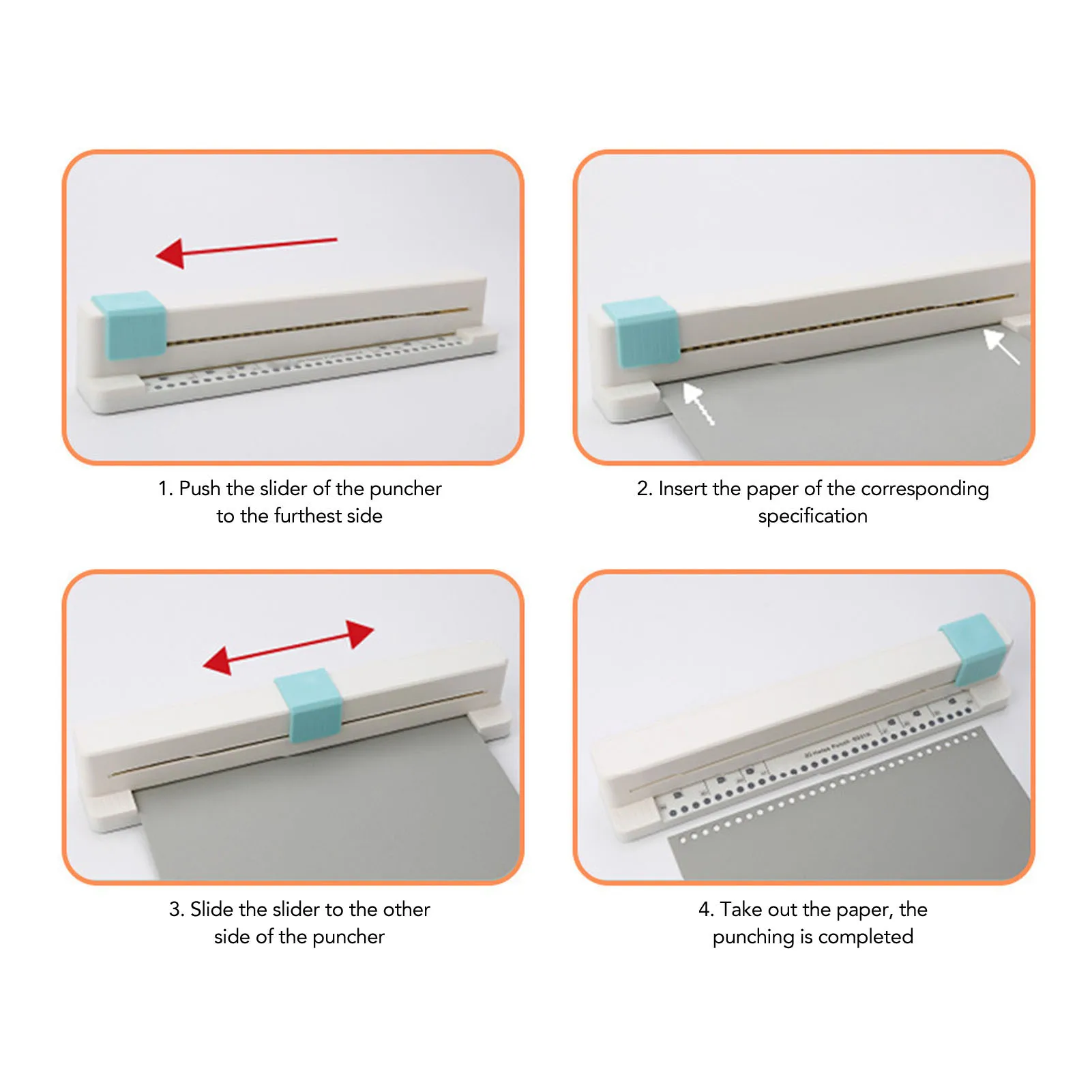 30 Holes Puncher Portable Hand Push Hole Punch for A4 B5 A5 B6 A6 B7 A7 Paper Binders Planners Notebooks