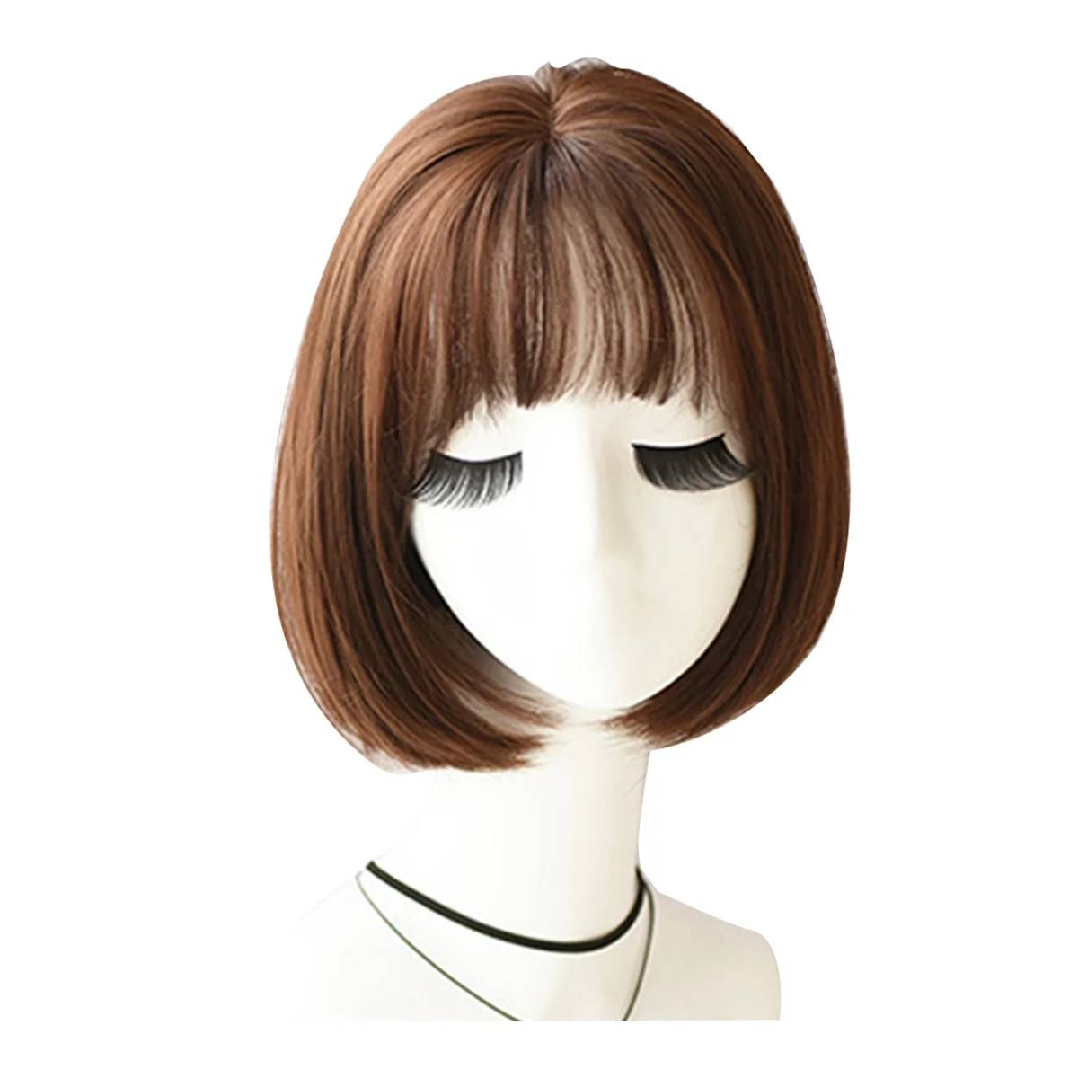 

Wig Bob Bobo Wig with Bangs for Women, Natural Looking Short Bob Wig , Short Straight Wig for Daily Korea Versions 30cm