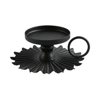 1PC Holder Iron Taper Candlestick Candleholder Black Metal Pillar Plate Holders Stand Christmas Wedding Desktop Cast Decor Fan 6