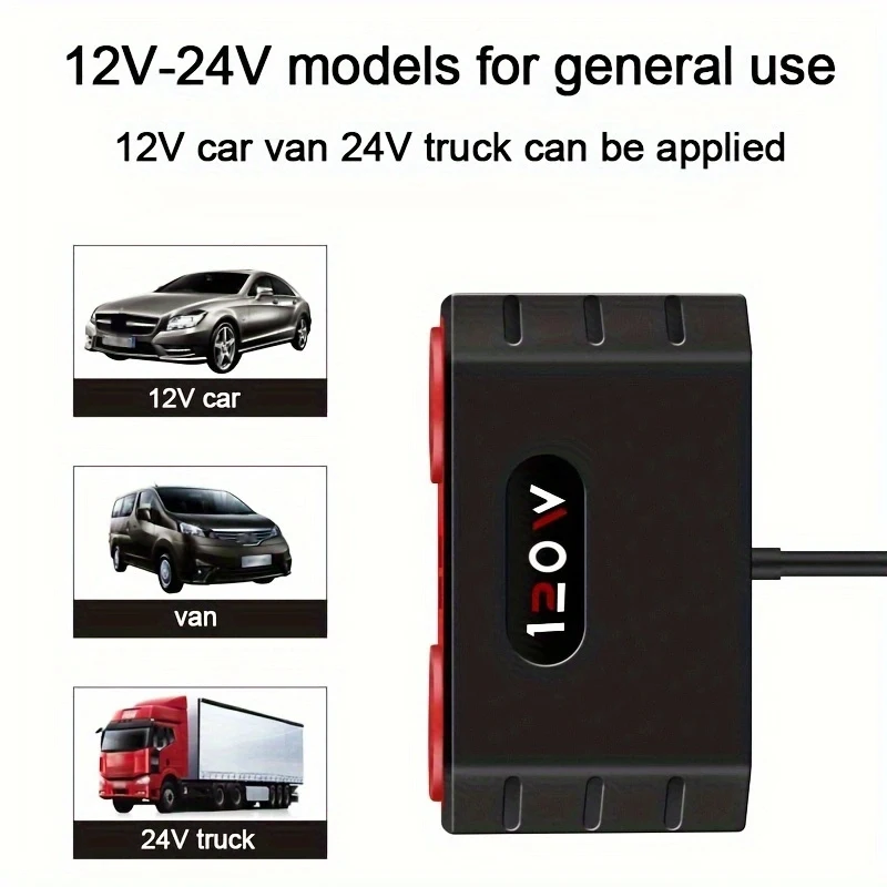 Car One Tow Four Multi-function Car Adapter Multi-plug USB Mobile Phone Charger 12-24V Model General