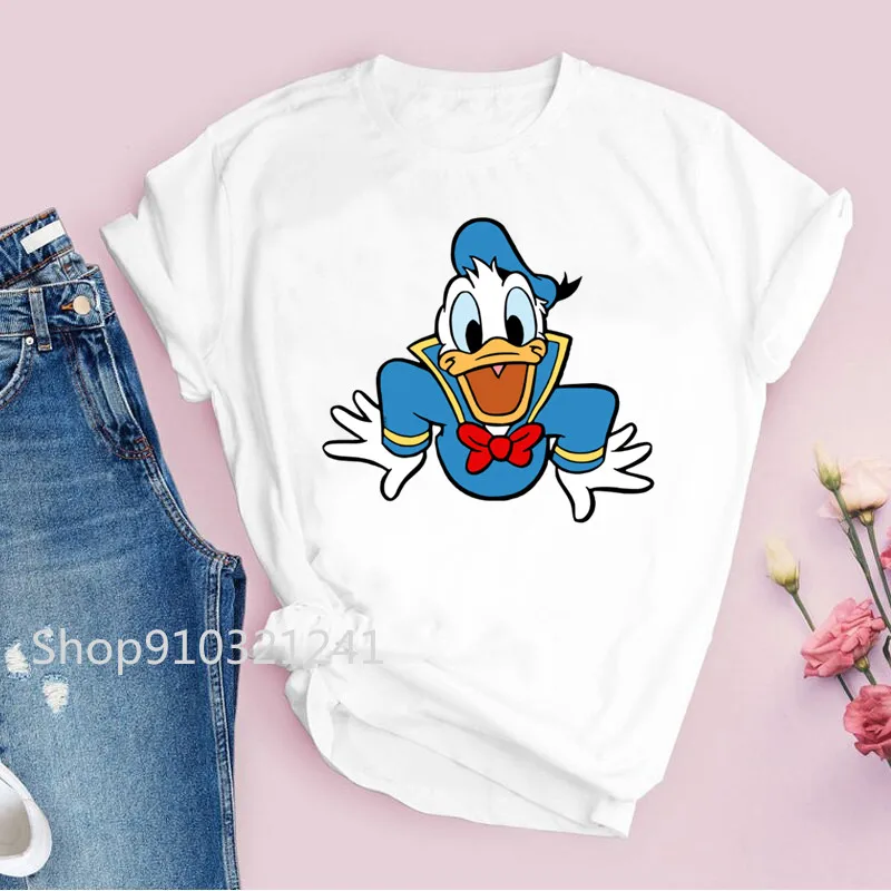 Donald Duck T-shirt Girl Cute Cartoon Tees Harajuku Casual Tops Short Sleeve Summer Female T Shirt Funny Ladies clothing 5