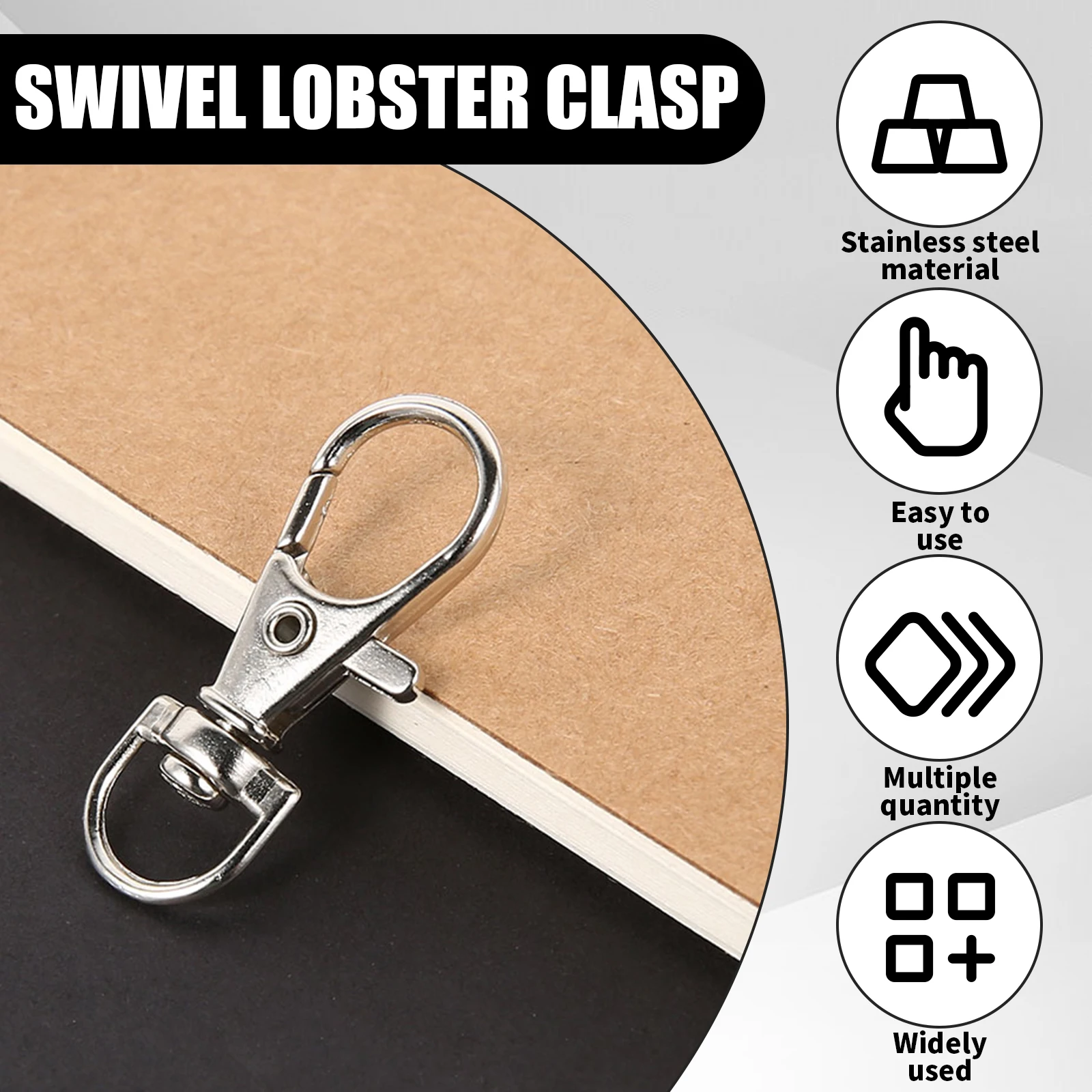 50/100Pcs Swivel Lobster Clasp Stainless Steel Swivel Keyrings Clasp D Ring Snap Hook for Jewellery DIY Crafts Keychain Making