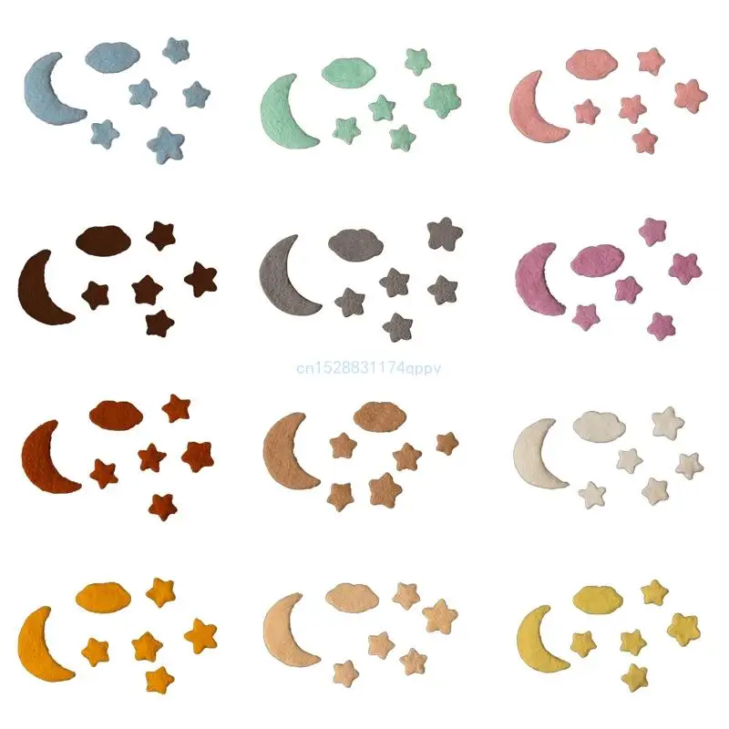 

7 шт./компл., детский шерстяной фетр ручной работы, звезды, лунные облака, украшения для домашней вечеринки, реквизит для Прямая