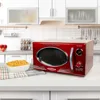 Retro Large 0.9 cu ft Countertop Microwave Oven, 12 Pre-Programmed Cooking Settings, Digital Clock,Metallic Red 6