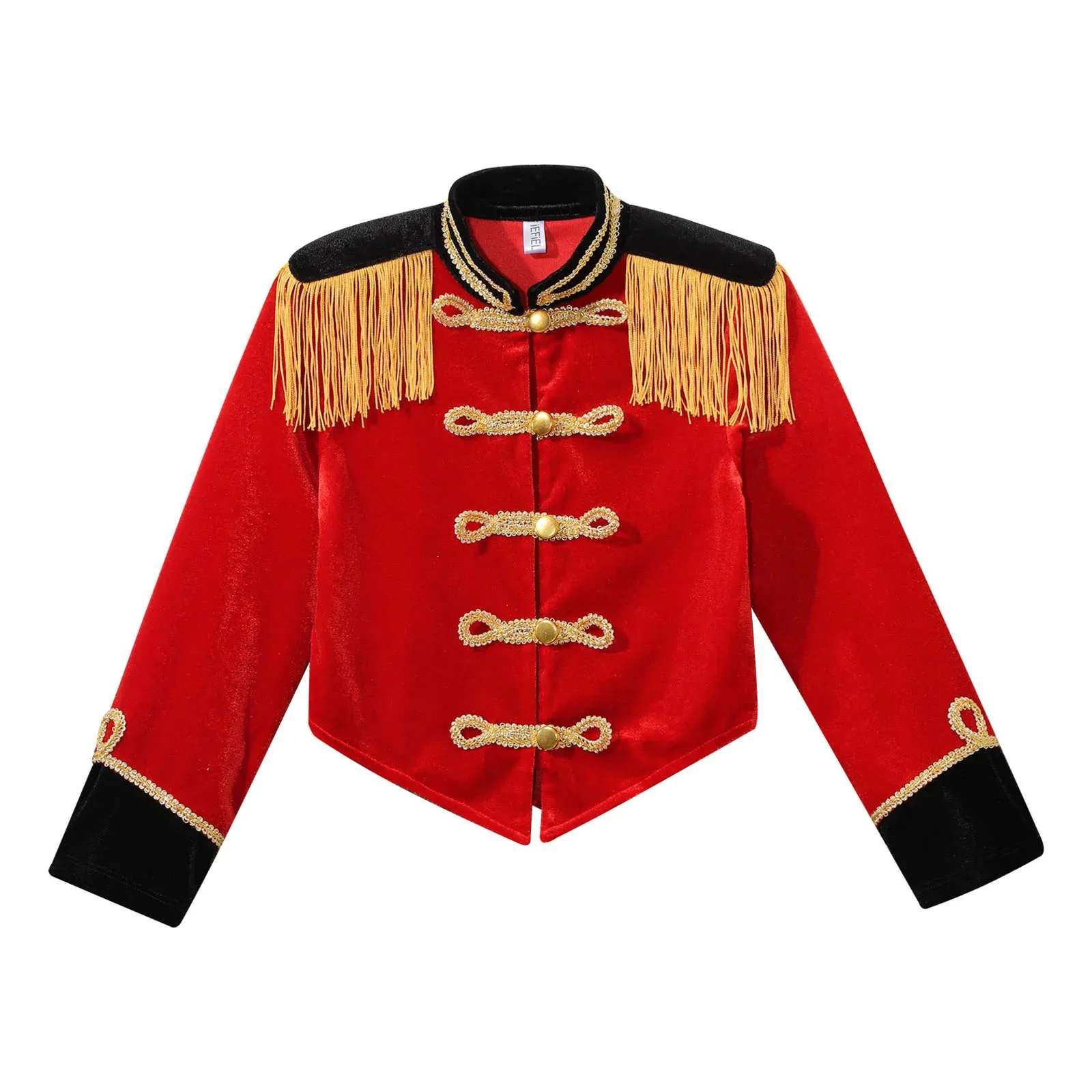 Girls Ringmaster Jacket Costume Long Sleeve Fringe Tassel Shoulder Jacket Coat Circus Tailcoat Halloween Cosplay Dress Up cosplay costume halloween dress outfit