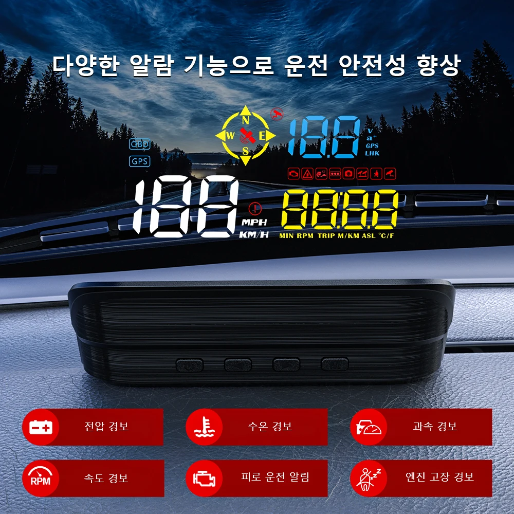 OBDHUD M21 OBD2 GPS HUD ڵ   ӵ,  ӵ   ̴,  ڵ 溸   ÷
