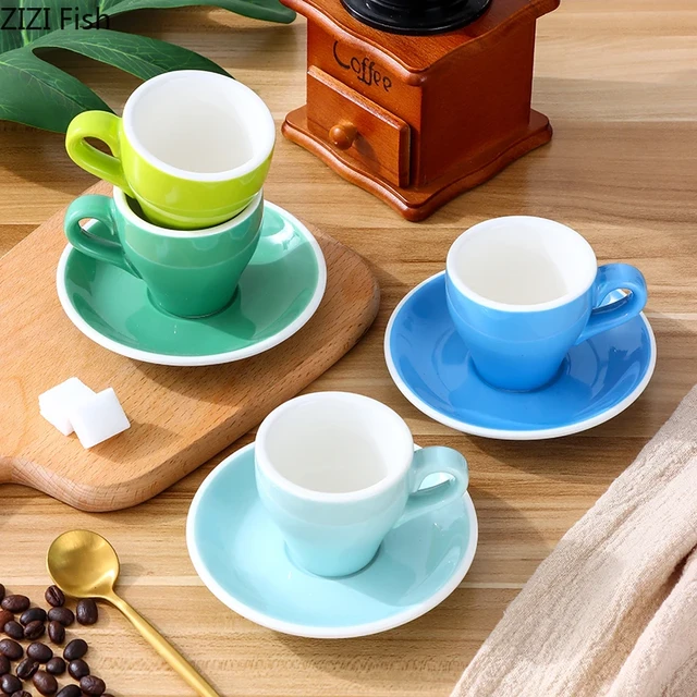 Ensemble de tasses à expresso et soucoupes, niveau professionnel, tasse à  café Latte, en céramique épaisse, pour expresso et Cappuccino tasse cafe