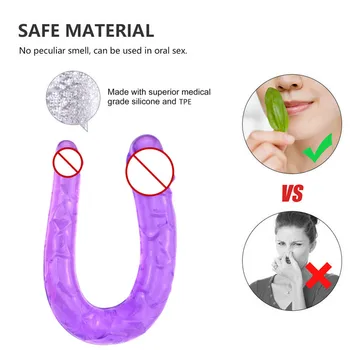 Realistic Dildo U Shape Soft Jelly Dildos Double Big Penis Lesbian Vaginal Anal Sex Toys Flexible Penis for Women Masturbators 3