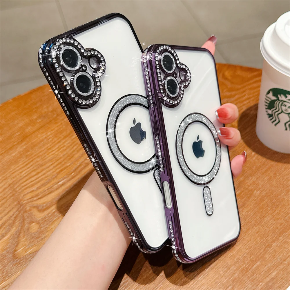 Sparkling Rhinestone Crystal Clear Bling Magnetic Case Cover