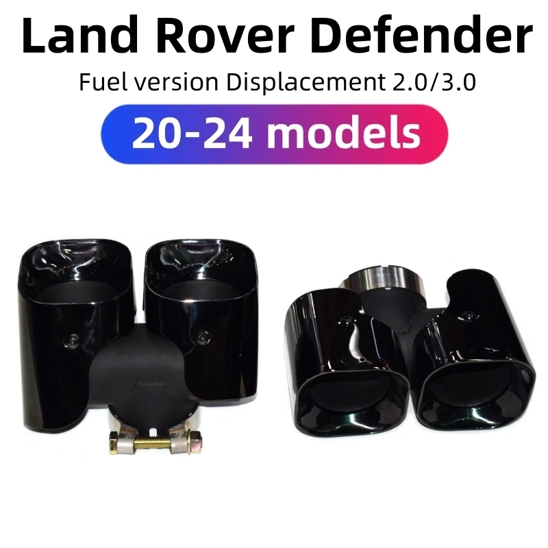 랜드로버 디펜더용 사각 배기 파이프, 스테인레스 스틸 블랙 머플러, KAHN 디자인, 2020 2021 2022 2023 2024