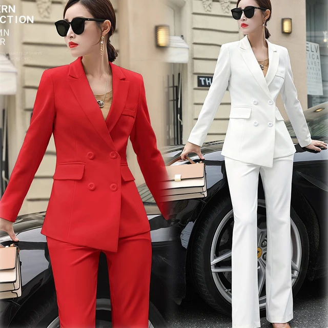 High Quality Autumn Winter Formal Ladies Blazer Trousers Women Business  Suit Work Wear Office Uniform Wide Leg Pants Jacket Sets - Pant Suits -  AliExpress