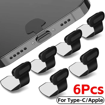 2/4/6PCS Protezione antipolvere per telefono in silicone Protezione per porta di ricarica per accessori per smartphone Lightning Type-C Spina antipolvere per iPhone 14 1