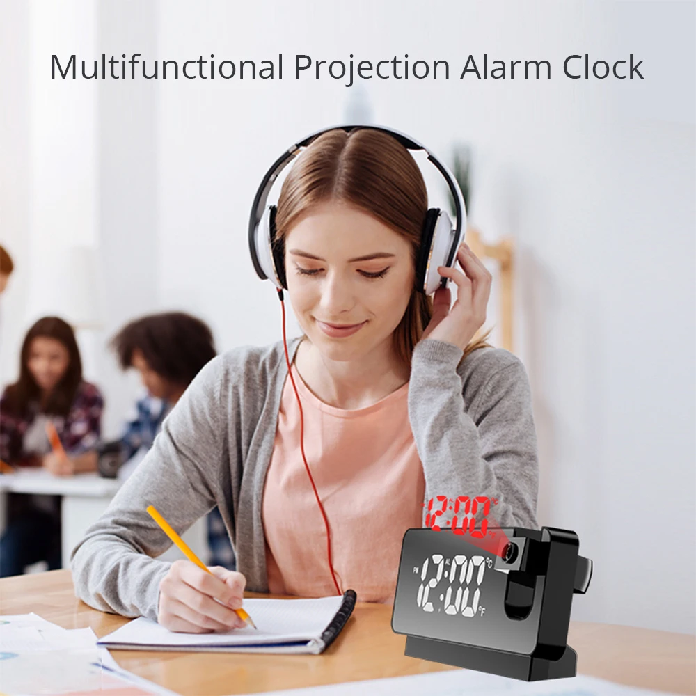 2022 NEW LED Digital Projection Alarm Clock Table Electronic Alarm Clock with Projection Time Projector Bedroom Bedside Clock 3