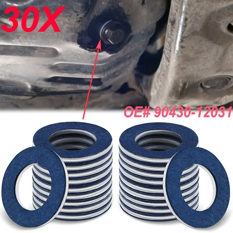 Oil drain plug gasket sealing washers oil drain plug seal washer 1/30Pcs Oil Drain Plug Gaskets Seal Washer Oil Pan Ring Drain Plug Gaskets for Toyota Camry Corolla Auto Parts # 90430-12031